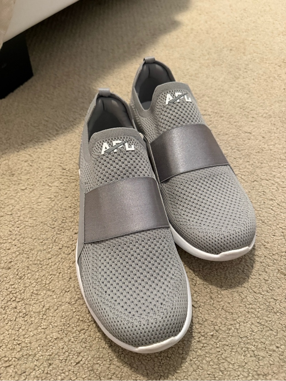 APL Slip-On Knit Sneakers in Light Gray with White Sole